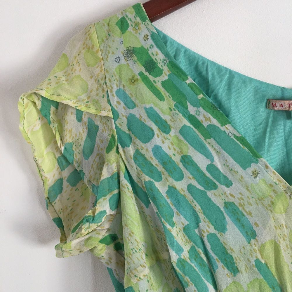 Mathilde green pattern short-sleeve wrap dress - Picture 4 of 9